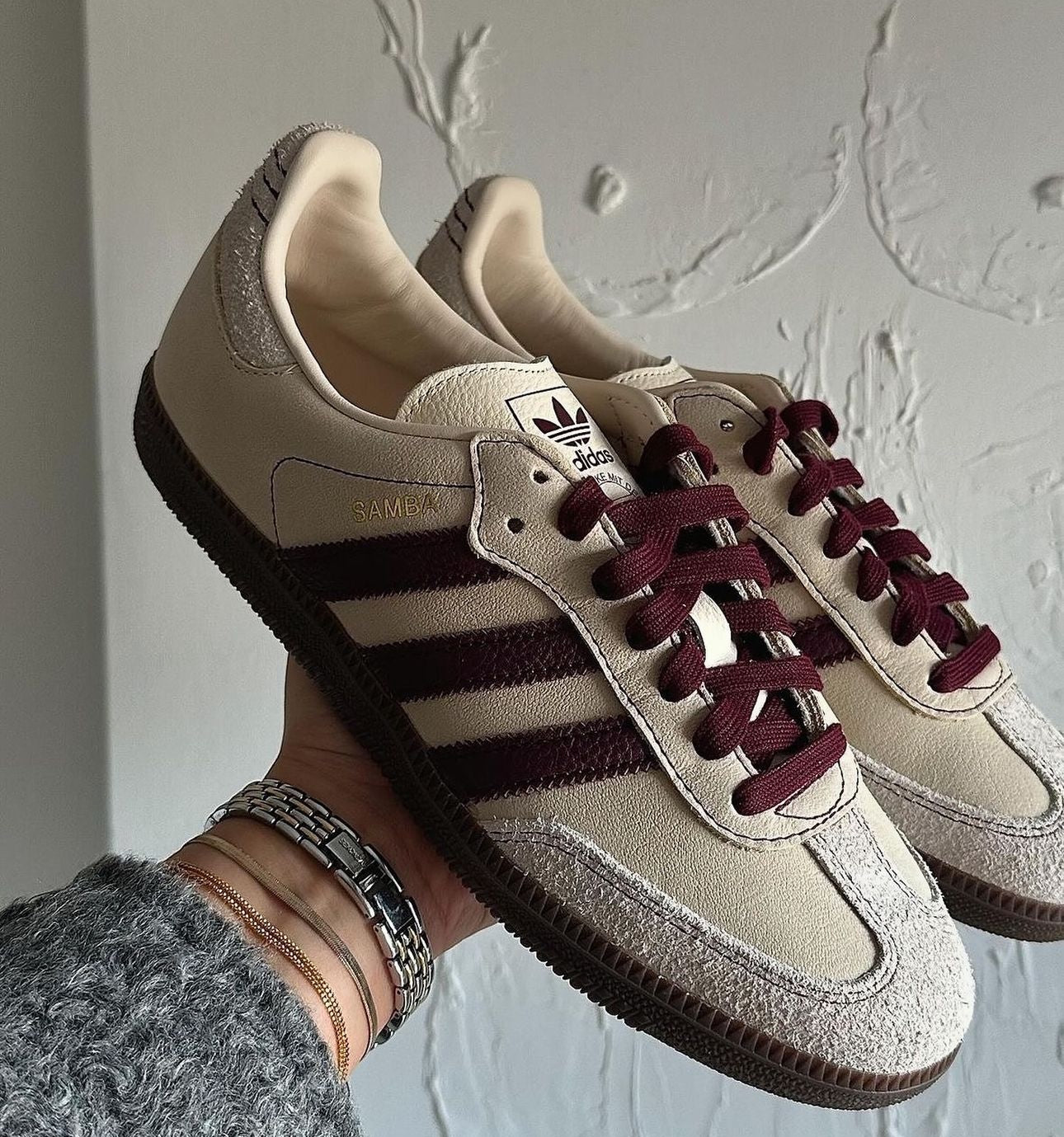 Adidas Samba OG Wonder White Maroon