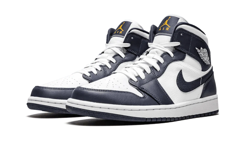 Air Jordan 1 Mid White Metallic Gold Obsidian